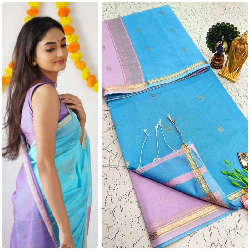 Lilan Slub Soft Cotton Saree with Rich Weaving Blouse