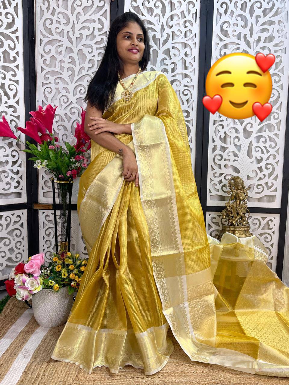 Celebrity Inspired Soft Tissue Silk Saree with Rich Pallu