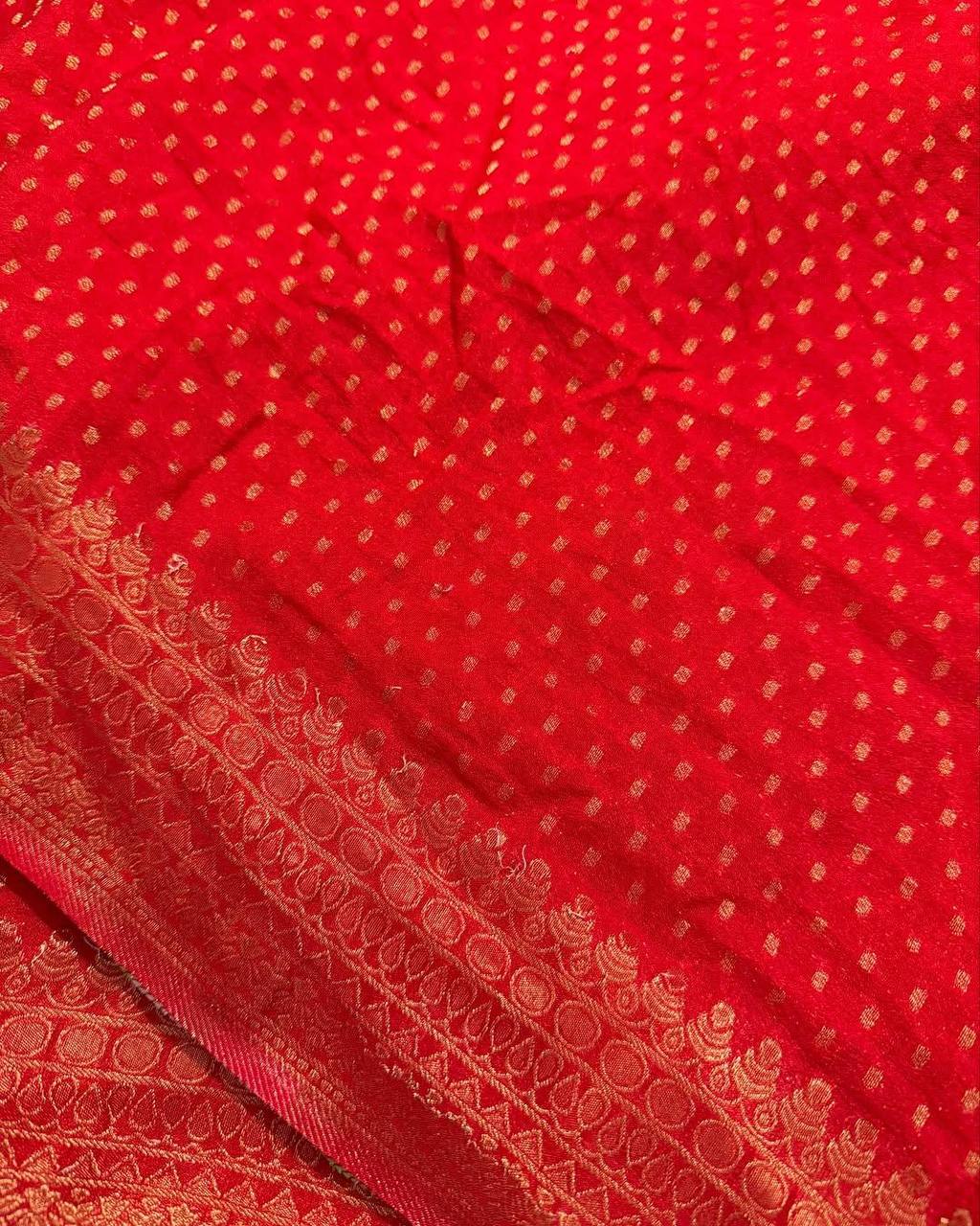 Hand Dyed Crepe Georgette Saree with Meenakari Jacquard Weaving
