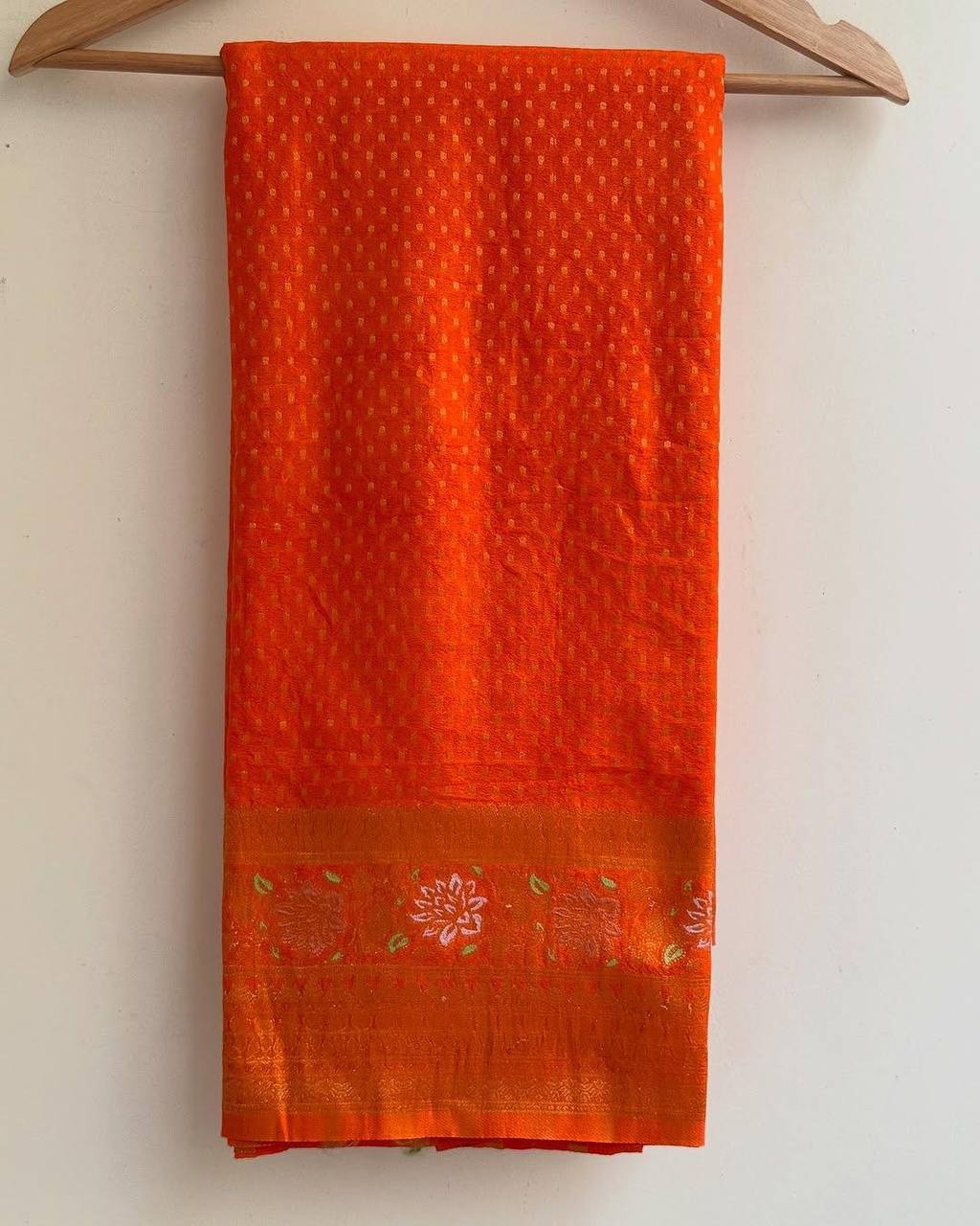 Hand Dyed Crepe Georgette Saree with Meenakari Jacquard Weaving