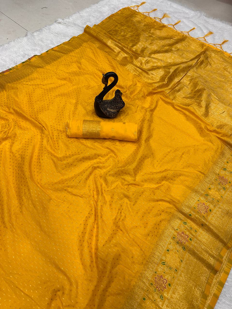 Hand Dyed Crepe Georgette Saree with Meenakari Jacquard Weaving