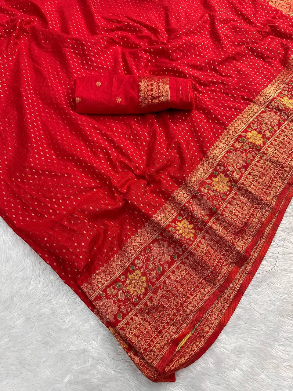 Hand Dyed Crepe Georgette Saree with Meenakari Jacquard Weaving