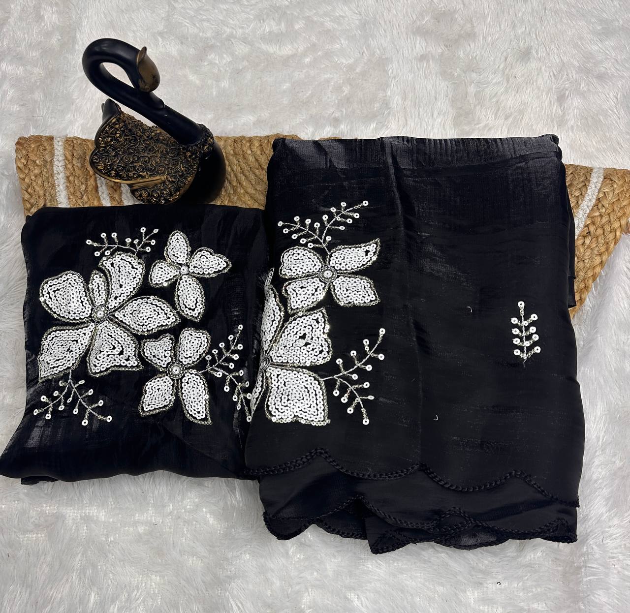 Jimmy Choo Fabric Designer Saree with Dual Sequence Work