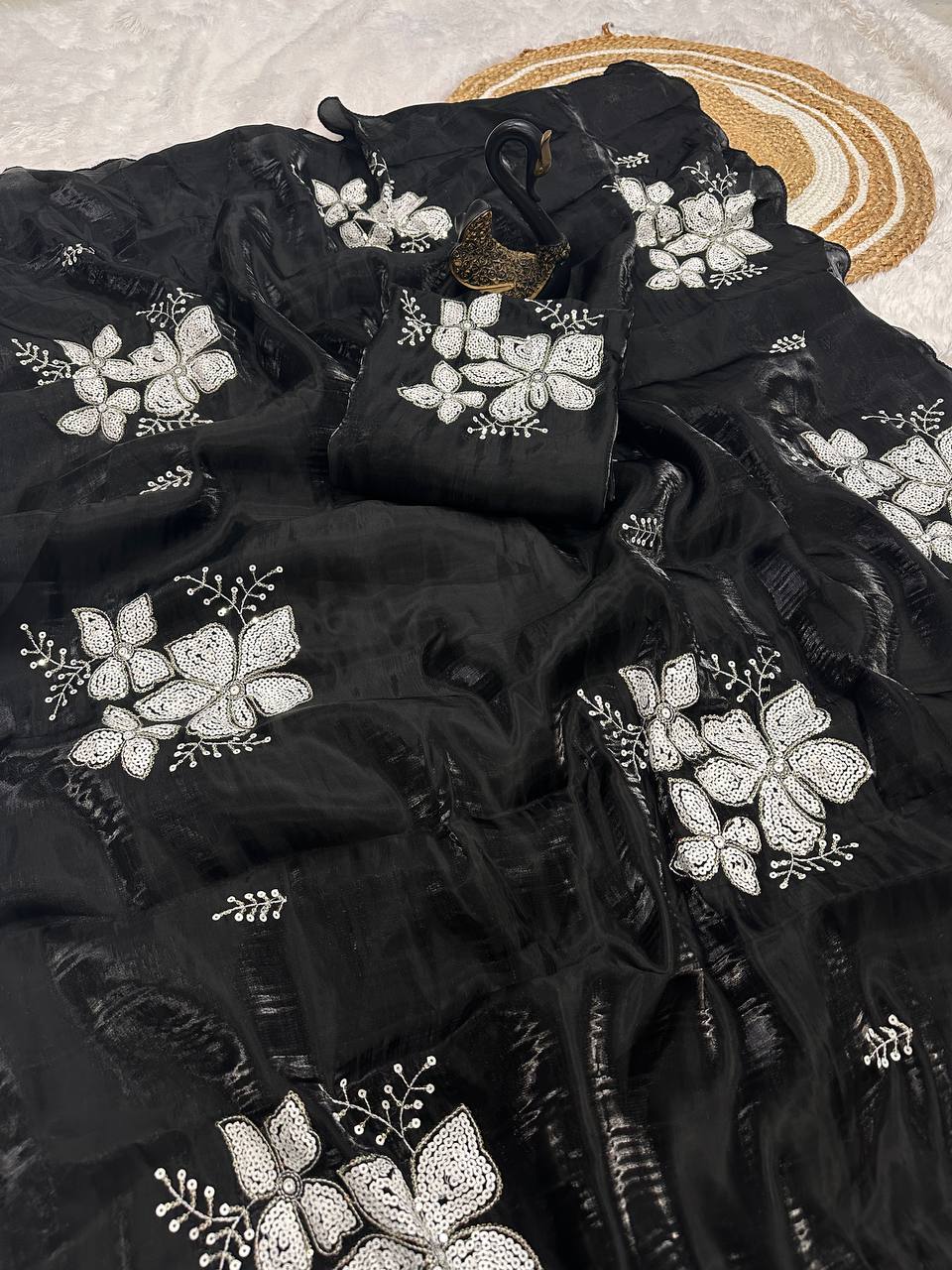 Jimmy Choo Fabric Designer Saree with Dual Sequence Work