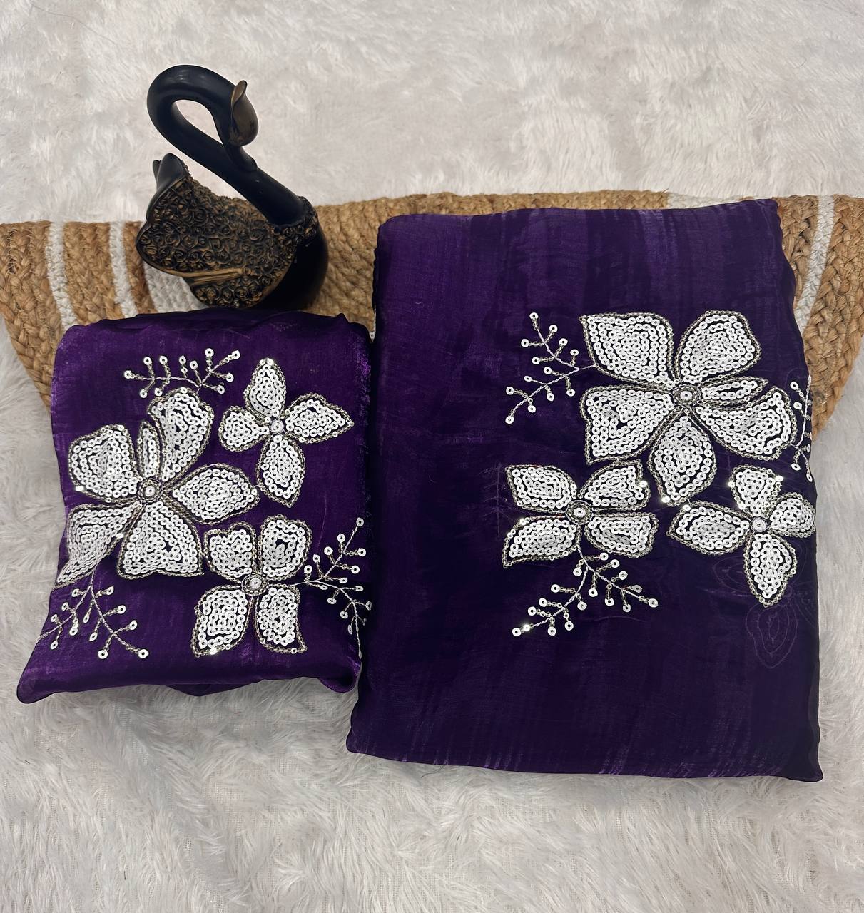 Jimmy Choo Fabric Designer Saree with Dual Sequence Work