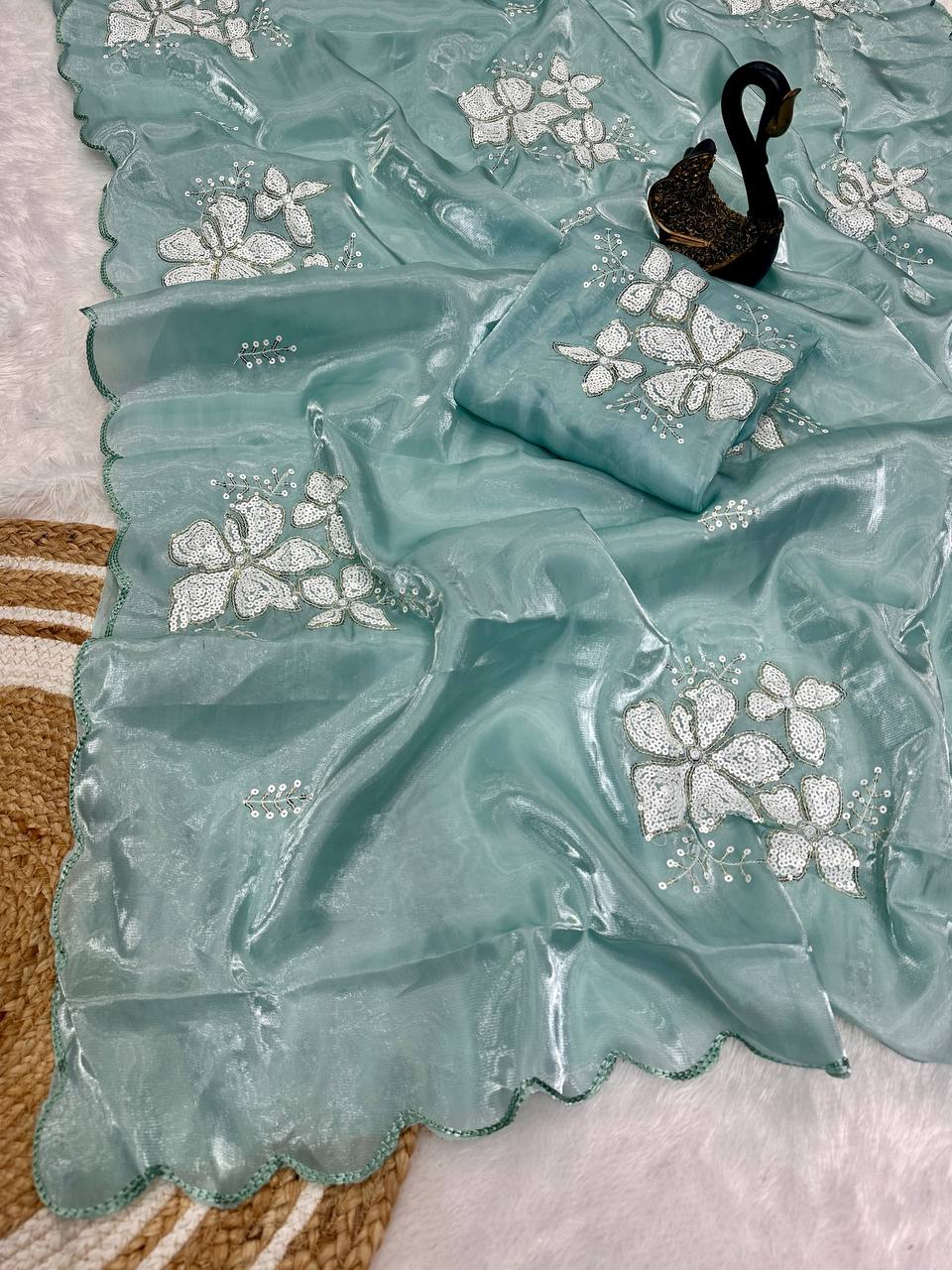 Jimmy Choo Fabric Designer Saree with Dual Sequence Work