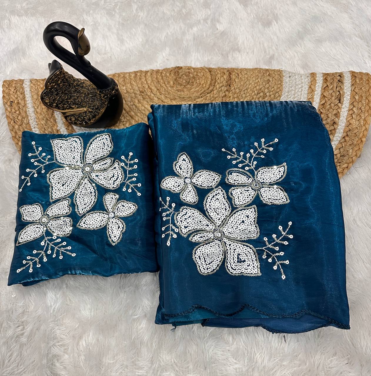 Jimmy Choo Fabric Designer Saree with Dual Sequence Work