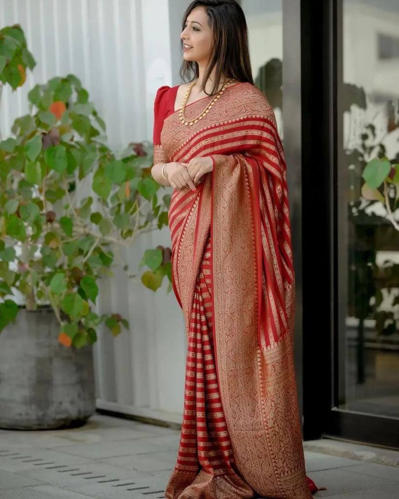 Pure Soft Khadi Georgette Silk Saree with Rich Zari Weaving