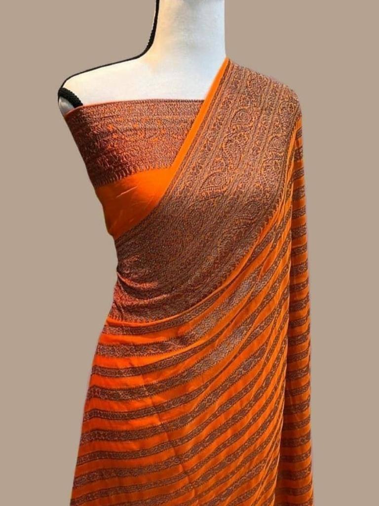Pure Soft Khadi Georgette Silk Saree with Rich Zari Weaving