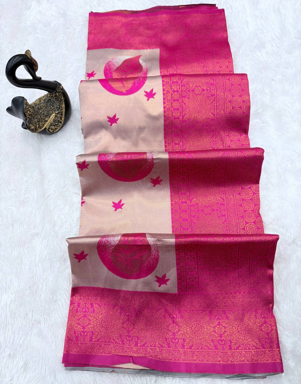 Pure Banarasi Silk Saree with Floral & Meena Zari Work