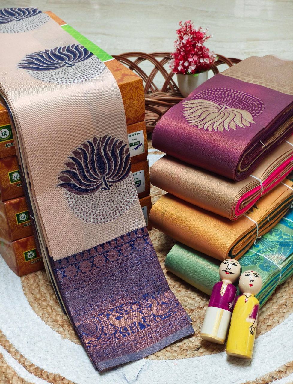 Pure Banarasi Silk Saree with Floral & Meena Zari Work