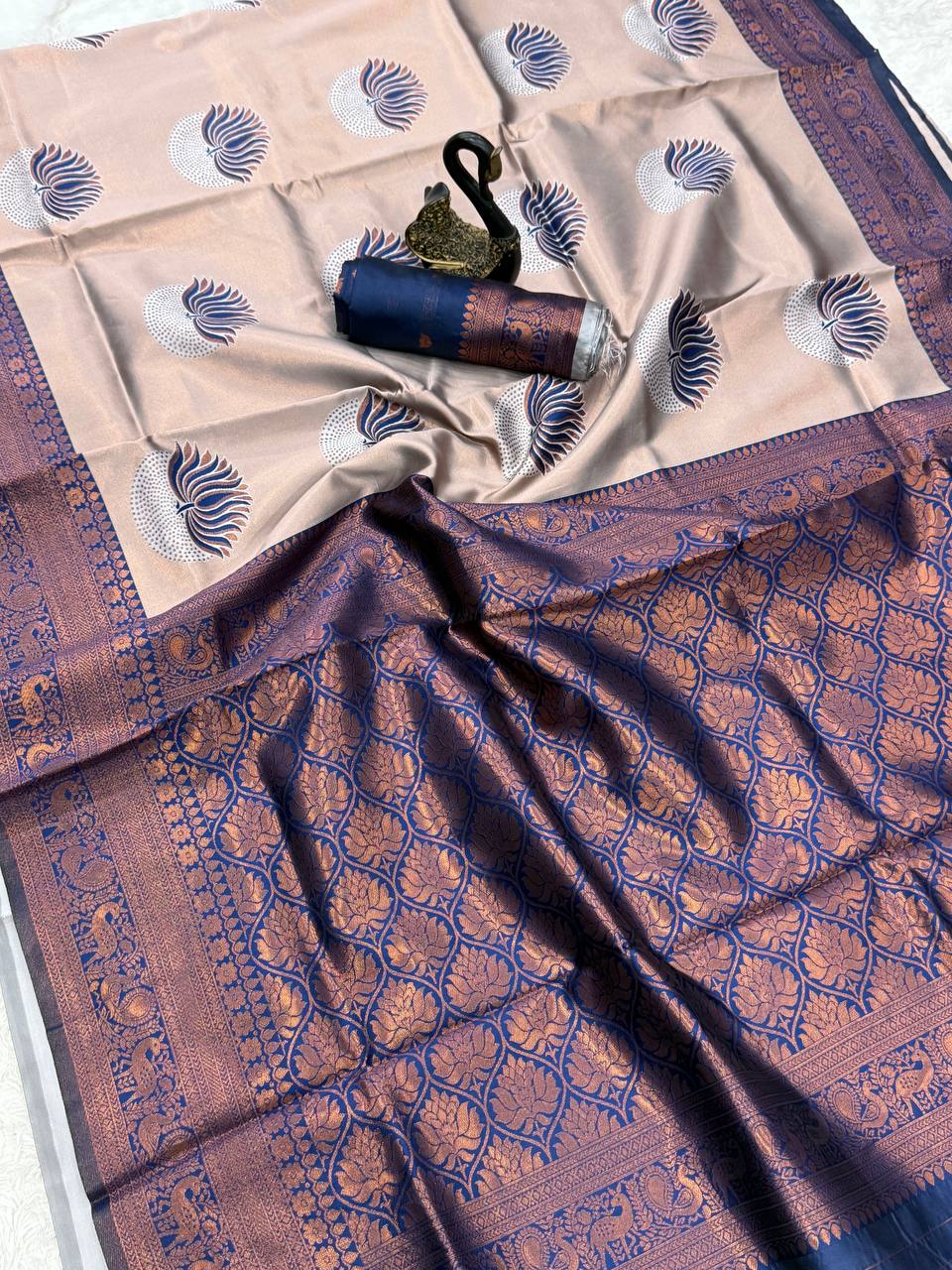 Pure Banarasi Silk Saree with Floral & Meena Zari Work