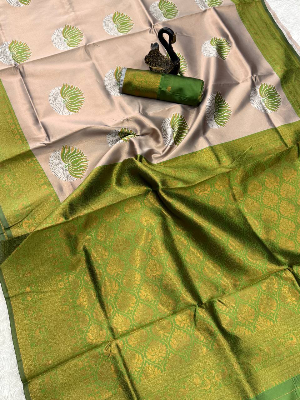 Pure Banarasi Silk Saree with Floral & Meena Zari Work
