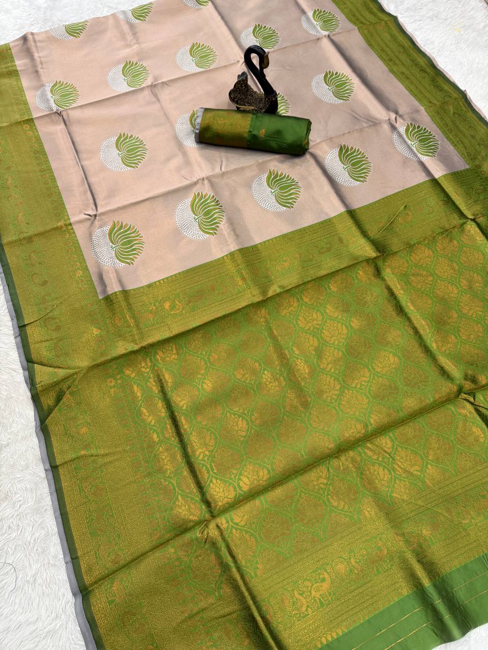 Pure Banarasi Silk Saree with Floral & Meena Zari Work