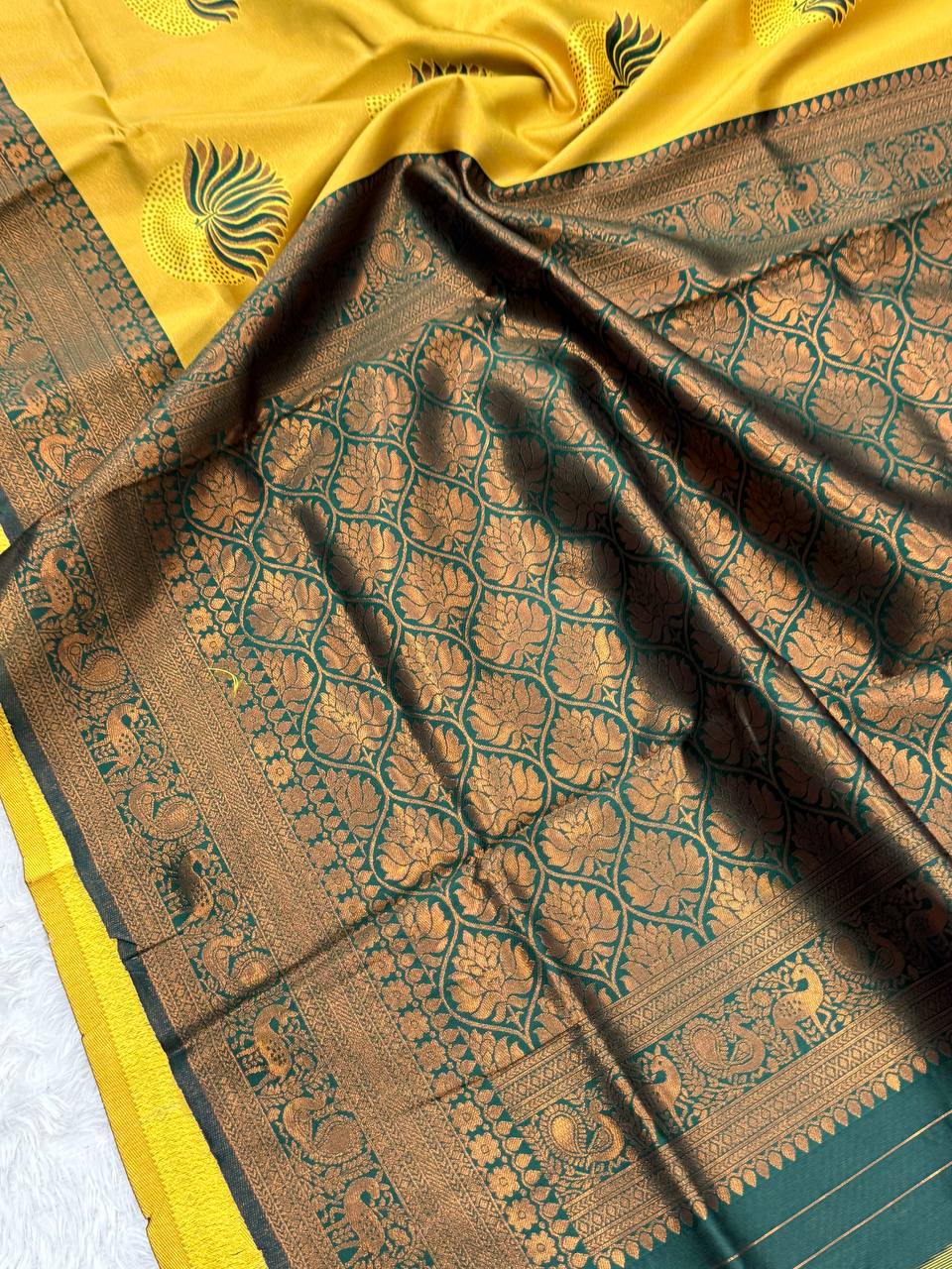 Pure Banarasi Silk Saree with Floral & Meena Zari Work