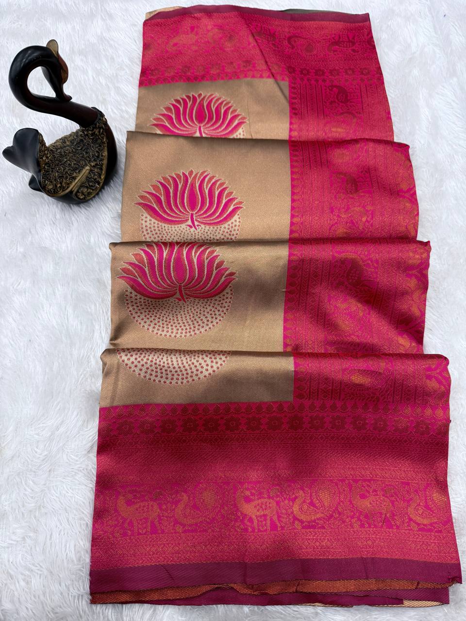 Pure Banarasi Silk Saree with Floral & Meena Zari Work