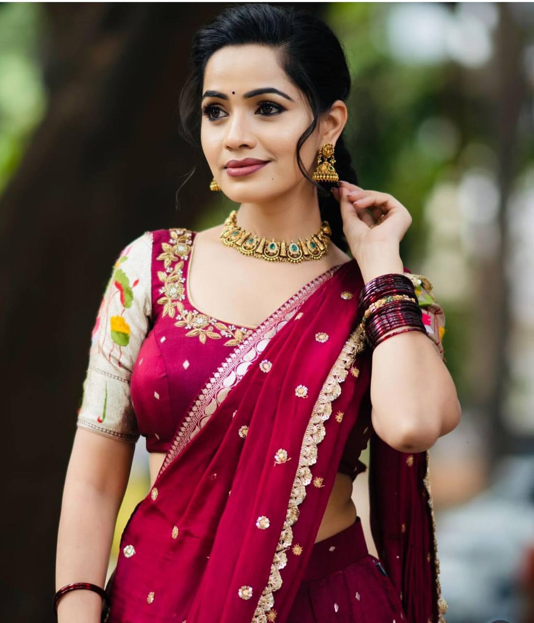 Embroidered Georgette Lehenga Choli Set with Dupatta