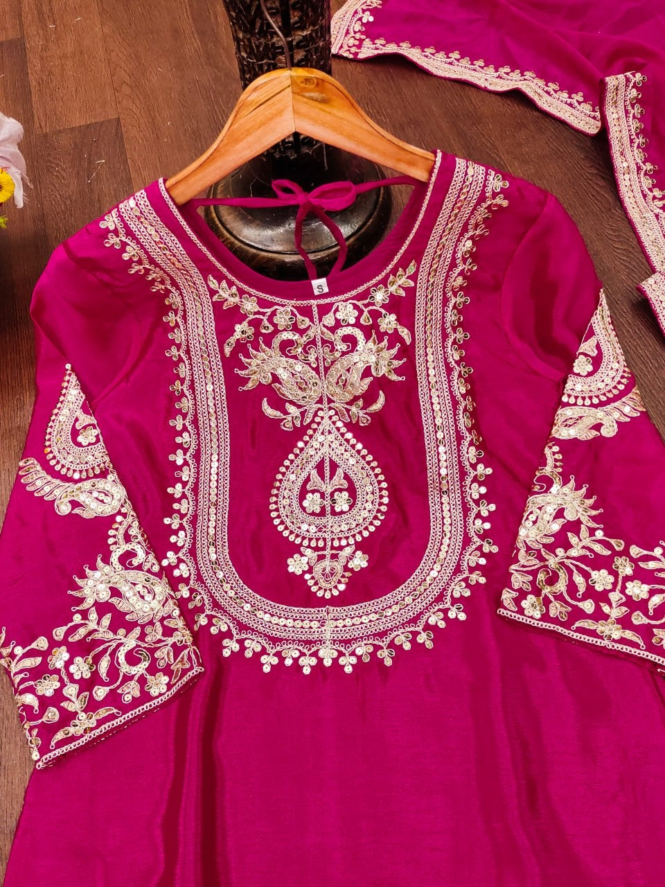 Elegant Chinon Sharara Set with Heavy Embroidery
