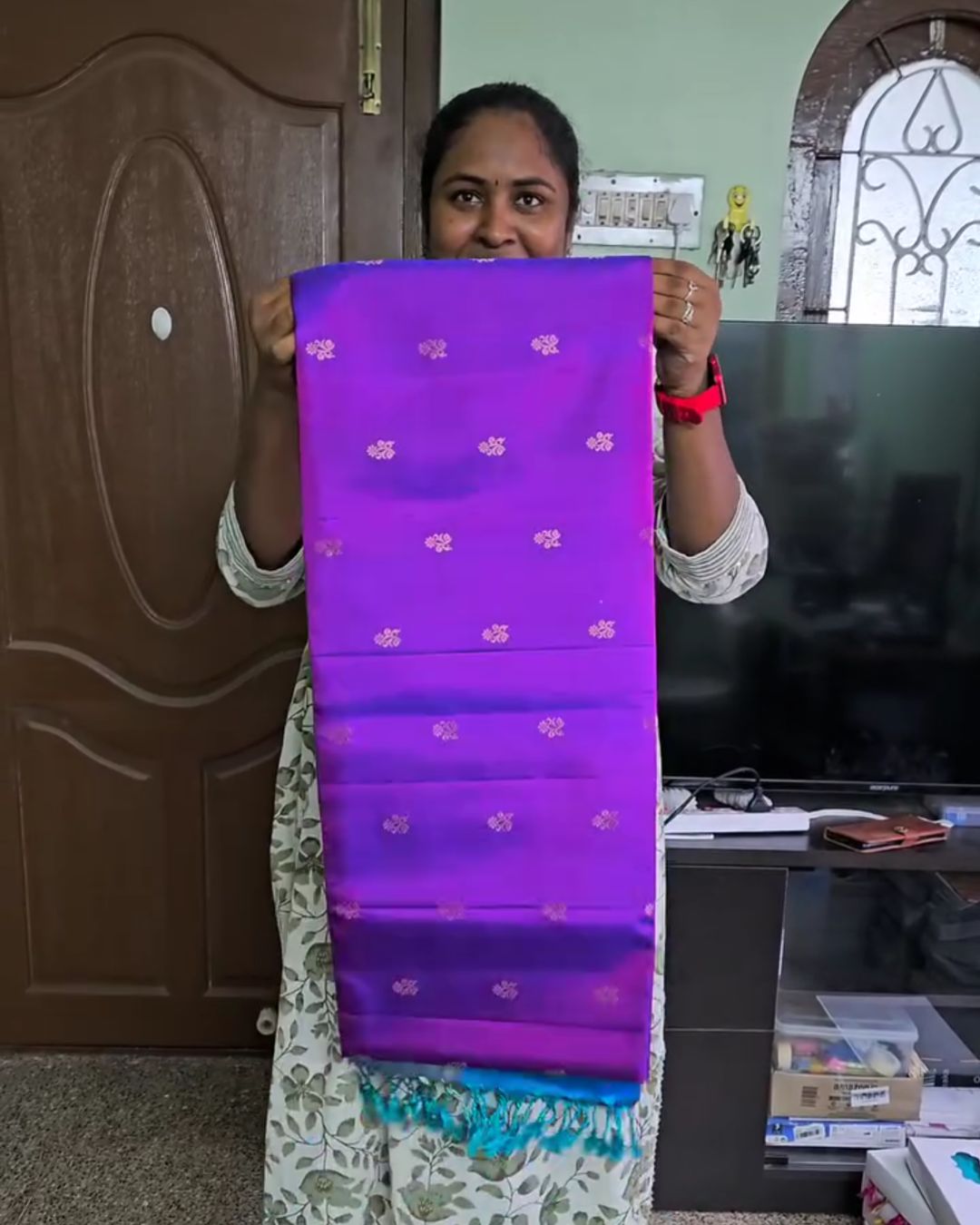 Dual-Purple Silk Saree
