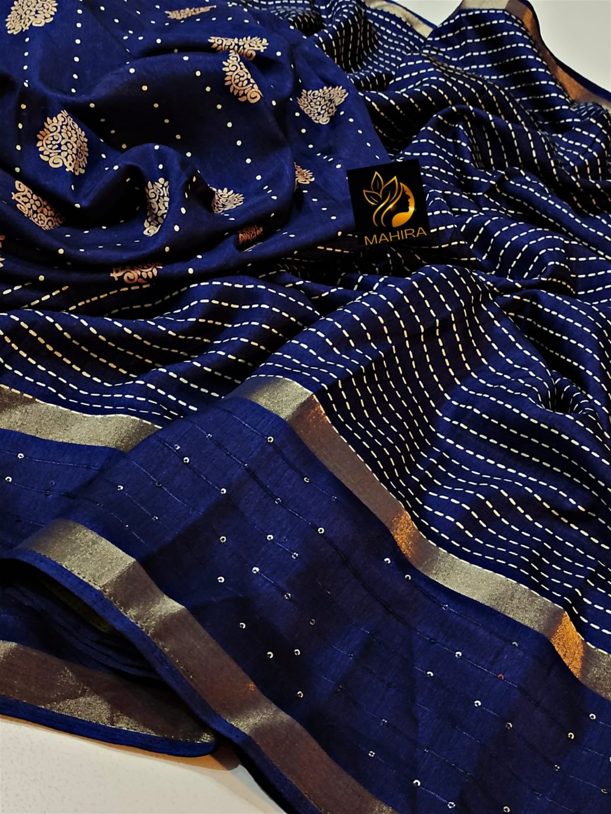 Pure Dola Silk Saree with HD Kalamkari & Warli Print