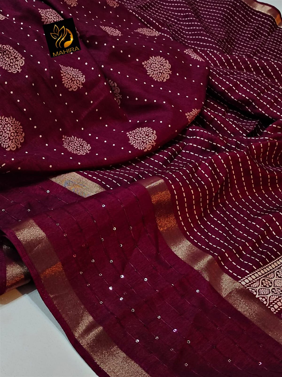 Pure Dola Silk Saree with HD Kalamkari & Warli Print