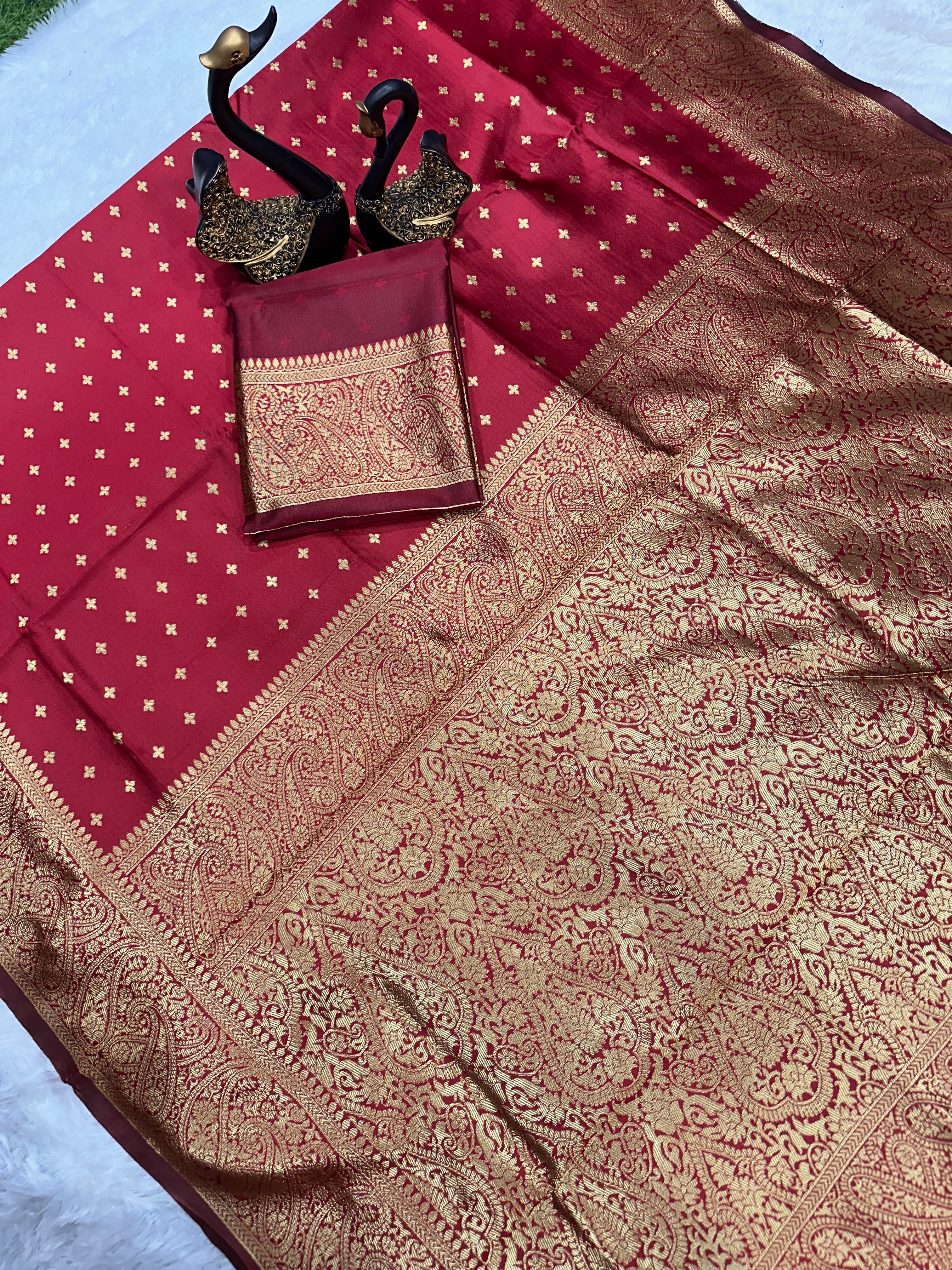 Premium Organic Banarasi Lichi Silk Wedding Saree