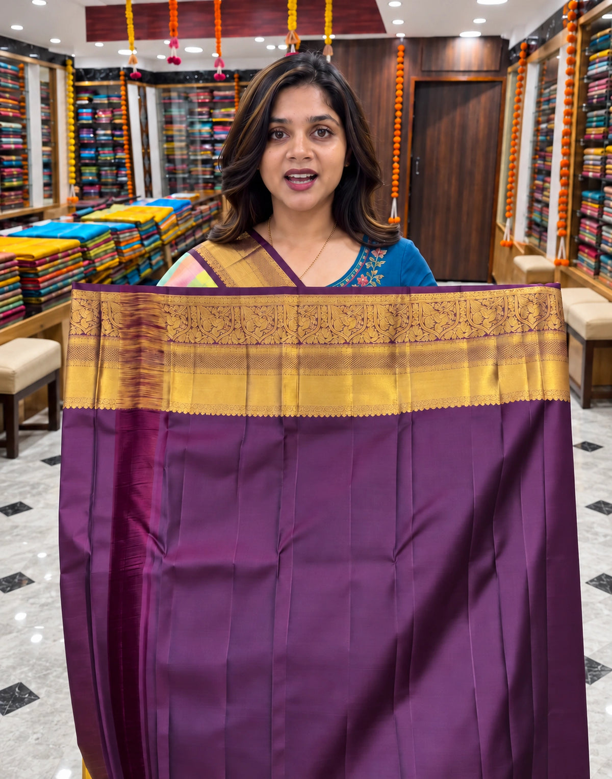 Twill Gadwal Multi Color Saree