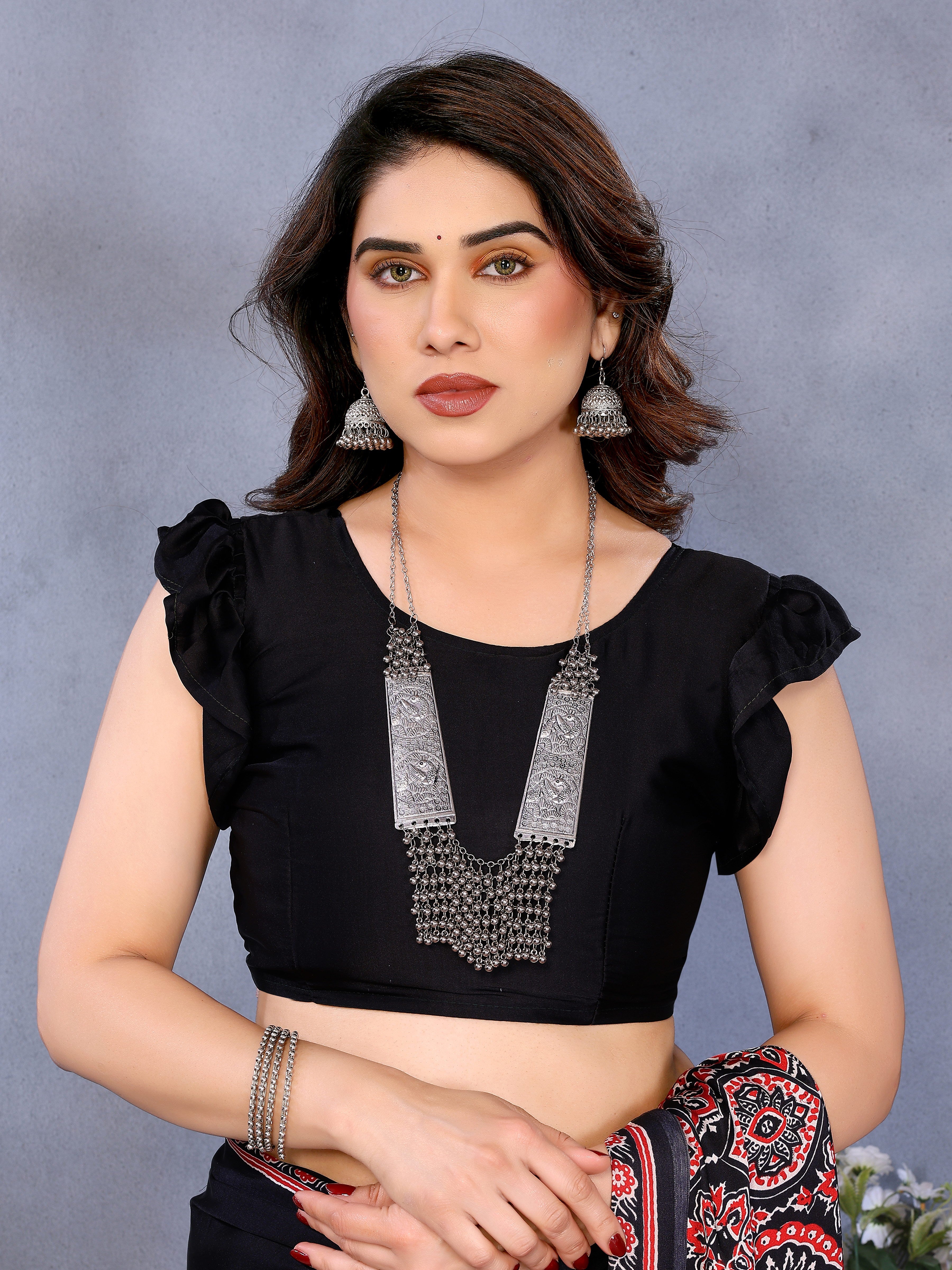 Original Ajrakh Semi Gaji Silk Bandhej Saree