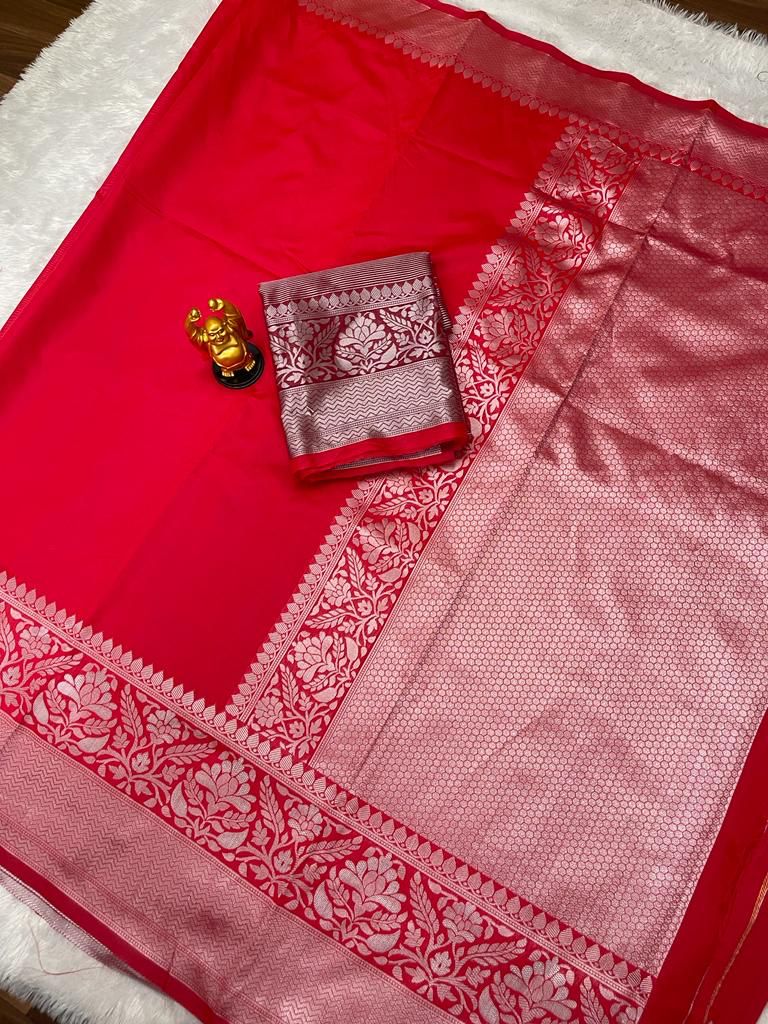 Classic Red Silk Saree with Rich Zari Border
