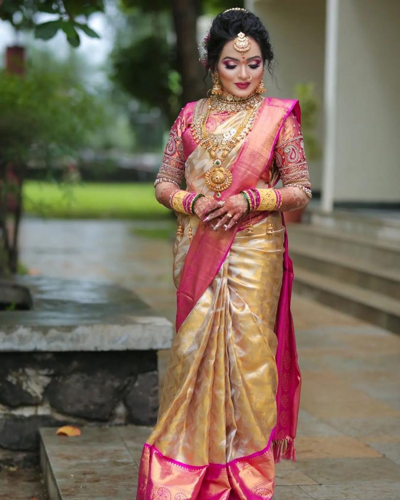 Bridal Kanchipuram Silk Saree with Rich Zari Work
