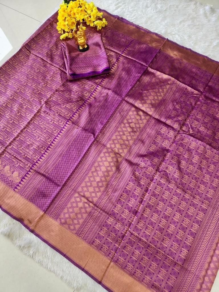 Royal Purple Banarasi Silk Saree with Rich Zari Weaving