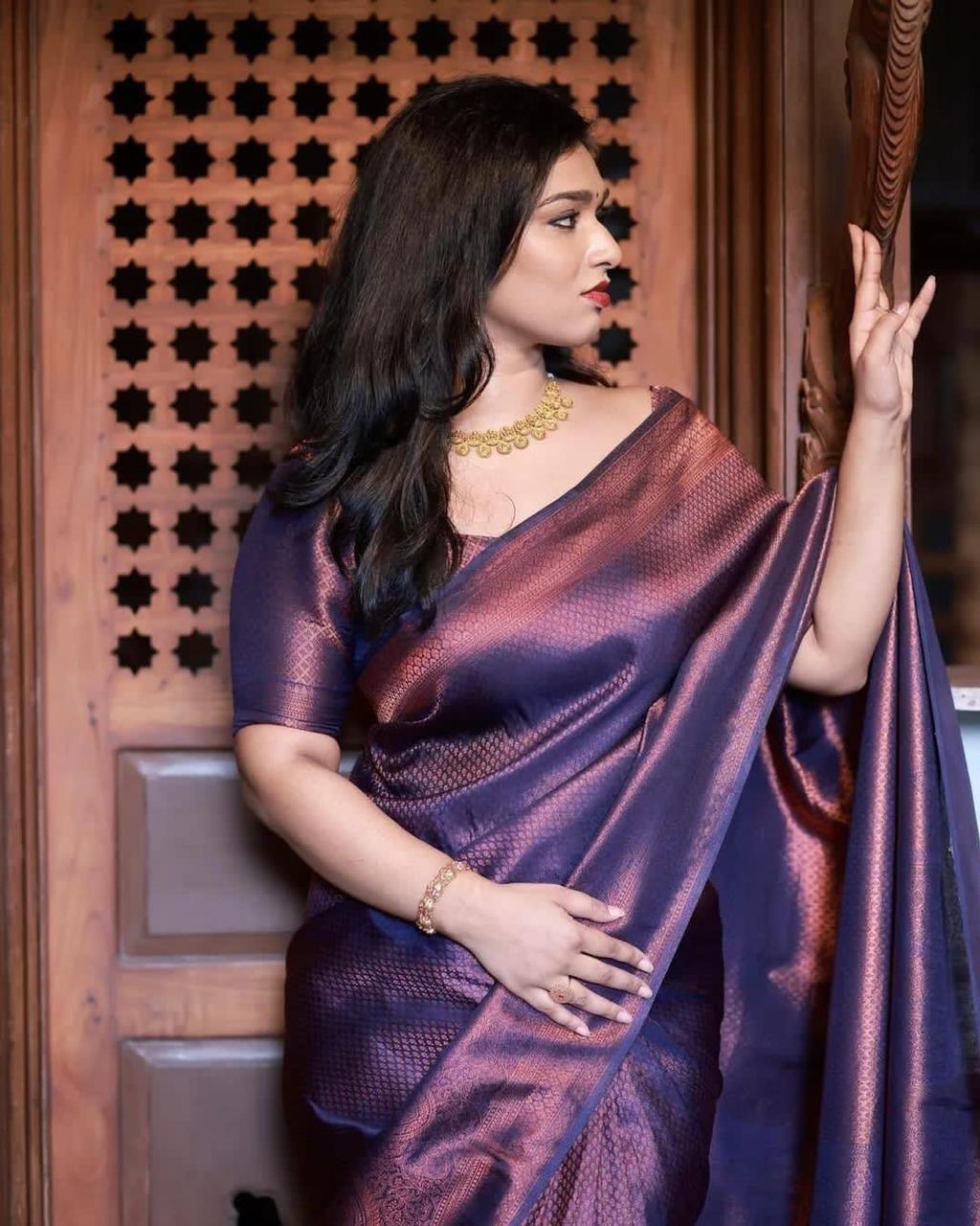 Elegant Wine Purple Silk Saree with Subtle Zari Texture