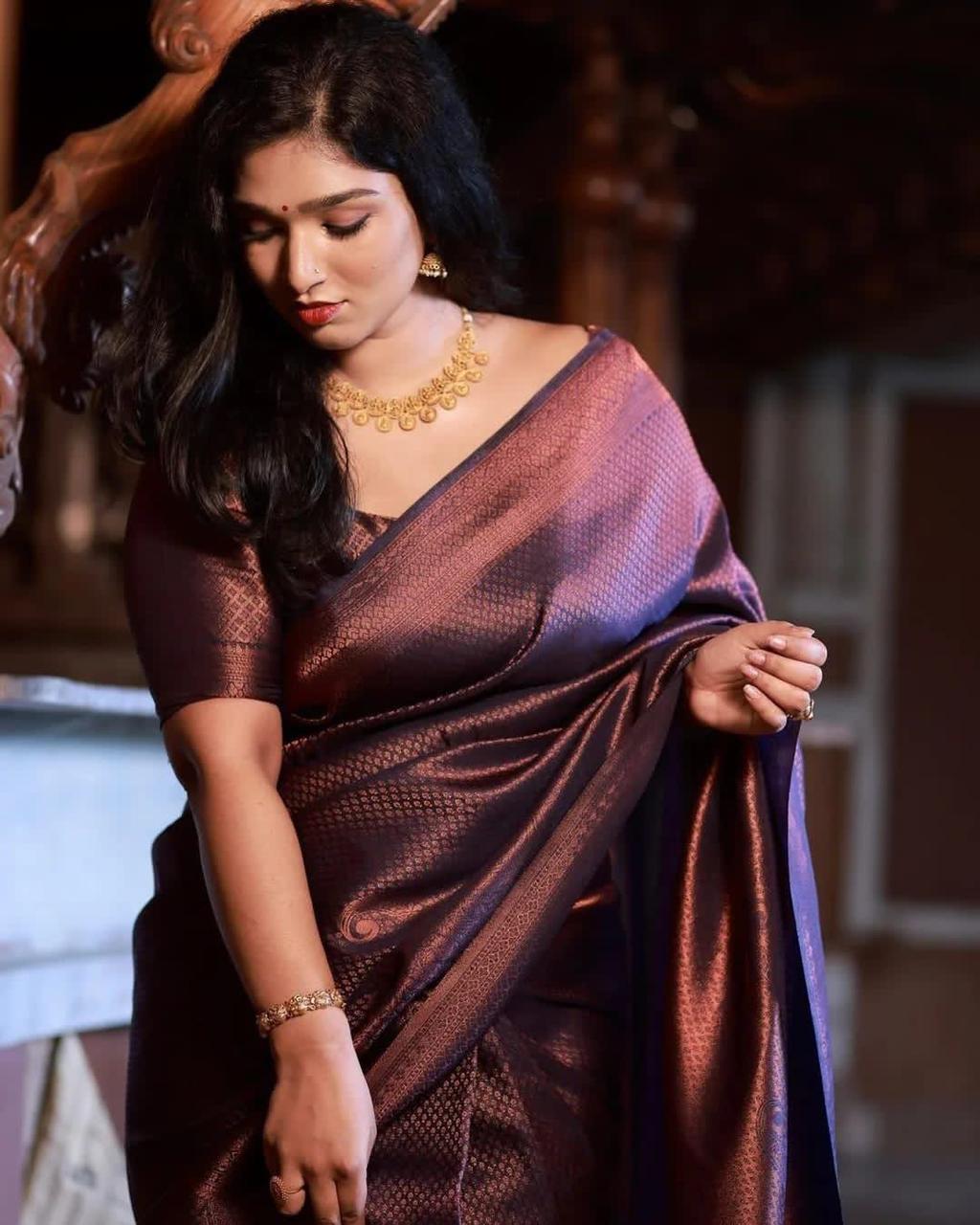 Elegant Wine Purple Silk Saree with Subtle Zari Texture