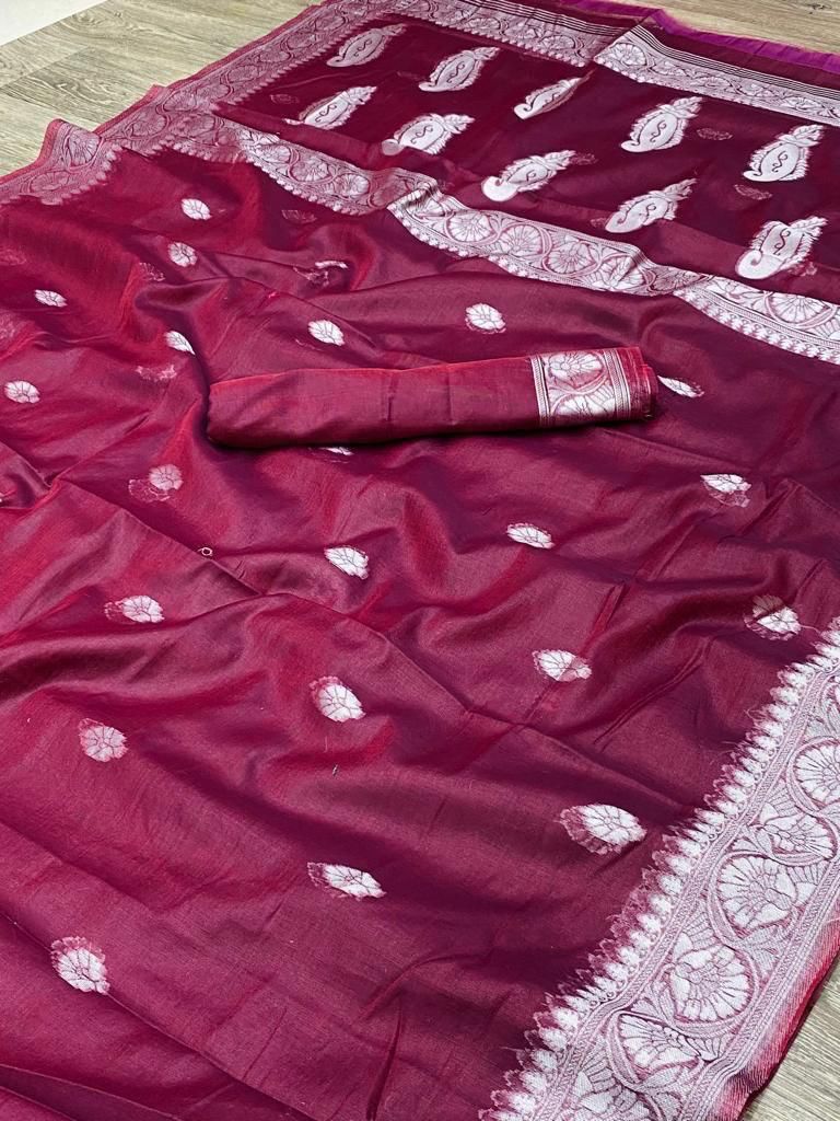 Lilan Soft Cotton Slab Weaving Saree with Rich Blouse