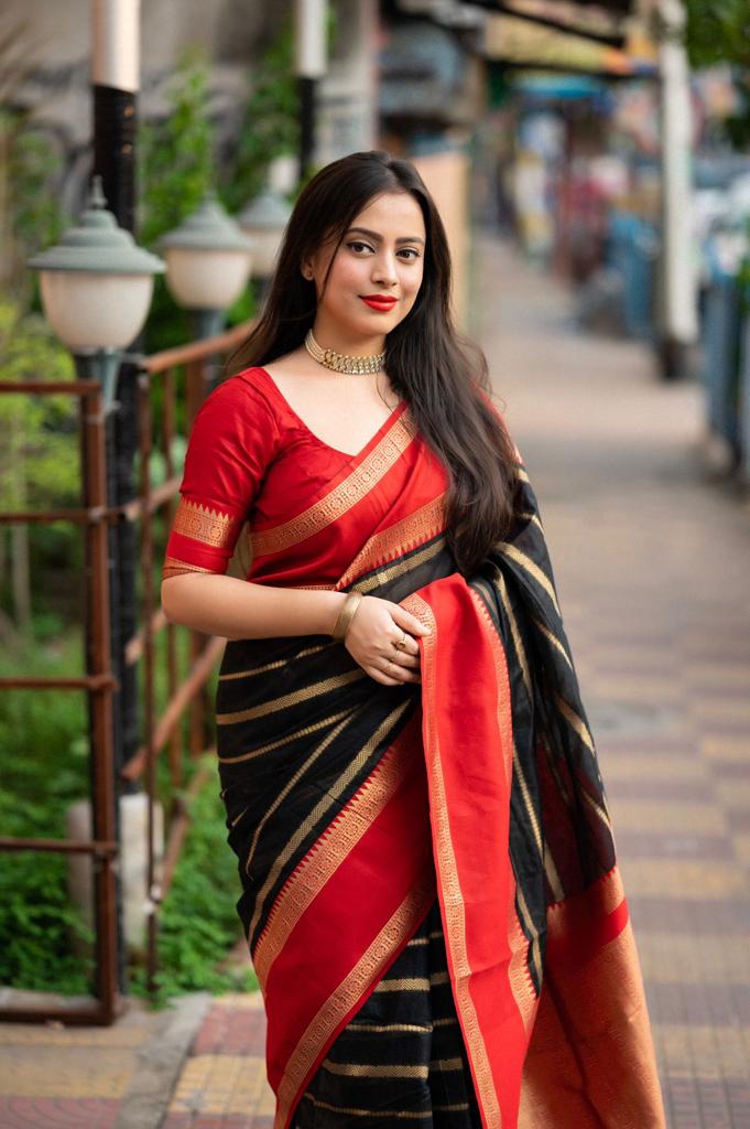 Traditional Silk Saree with Rich Gold Woven Border