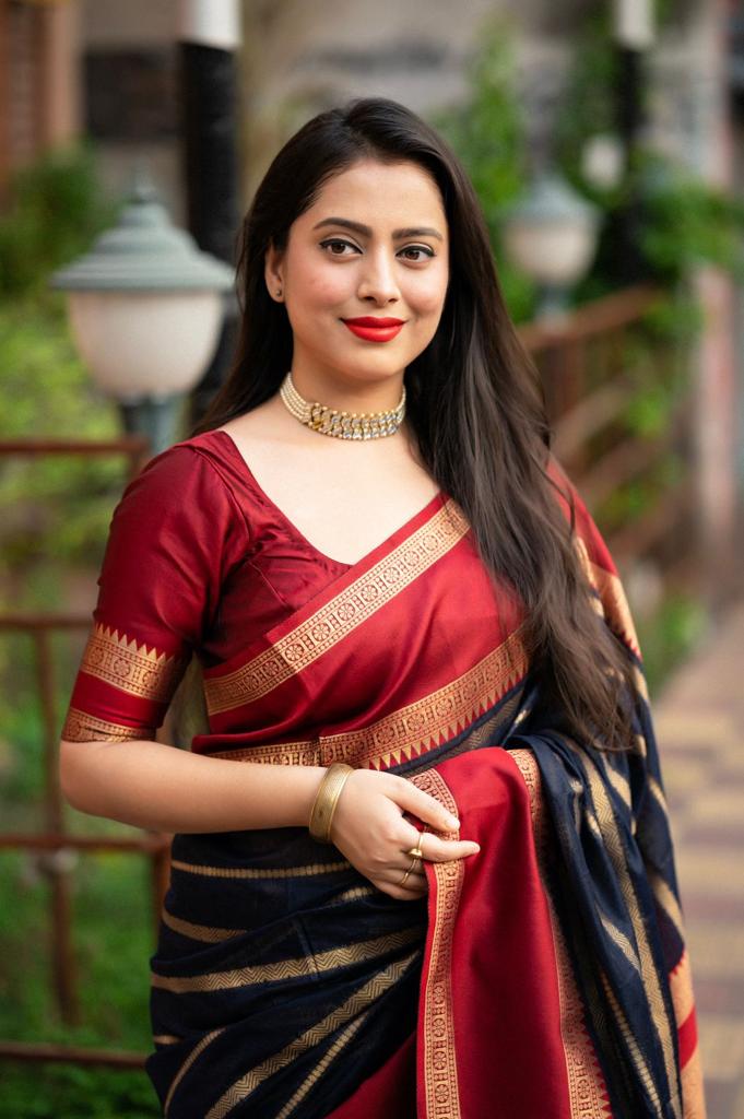 Traditional Silk Saree with Rich Gold Woven Border