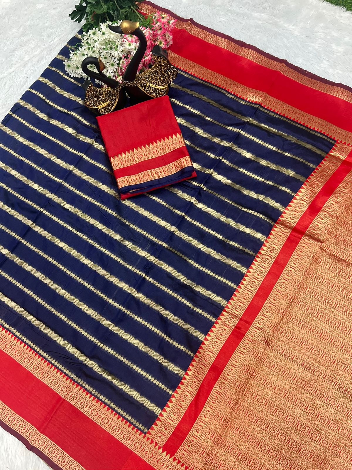 Traditional Silk Saree with Rich Gold Woven Border