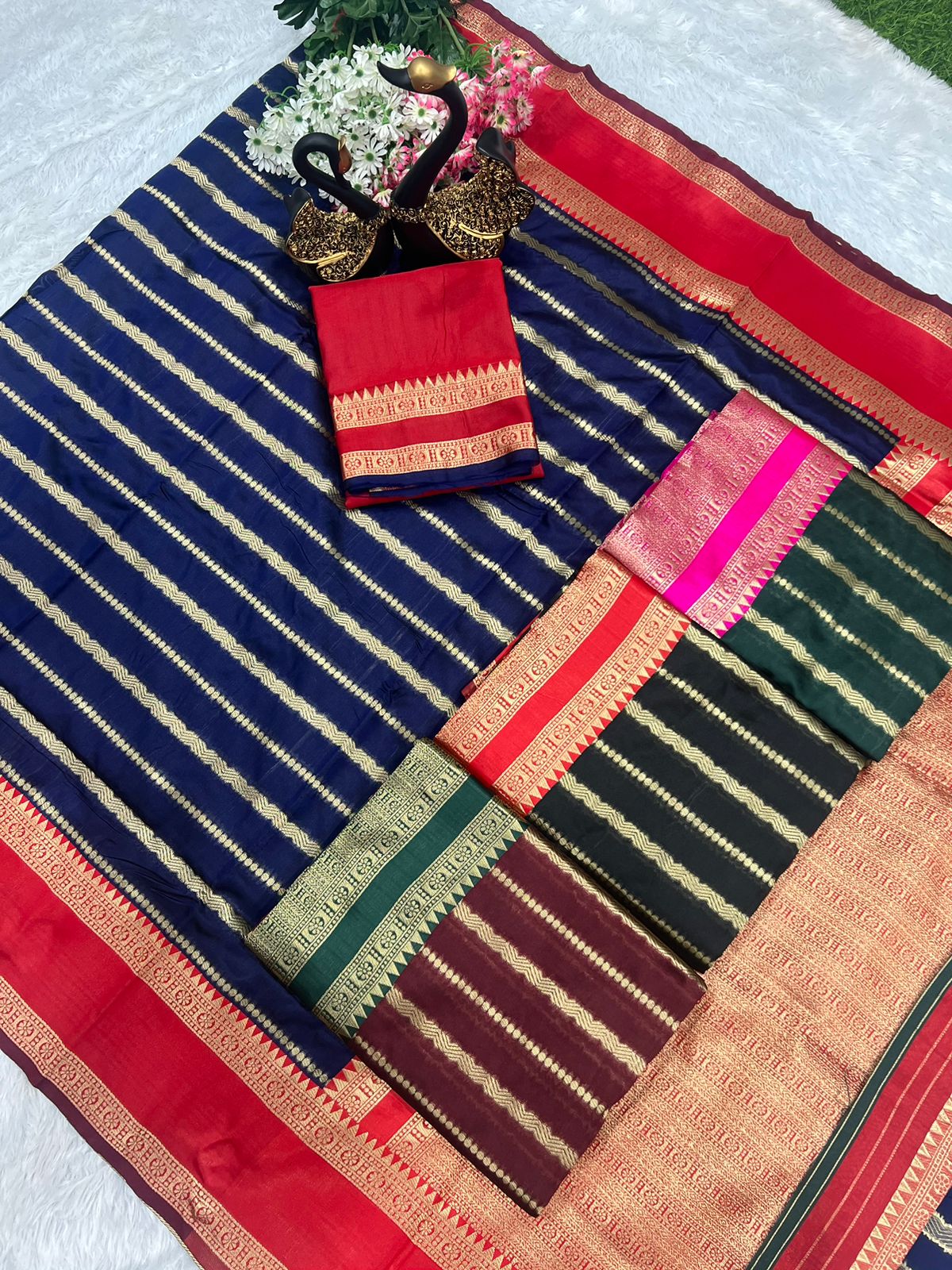 Traditional Silk Saree with Rich Gold Woven Border