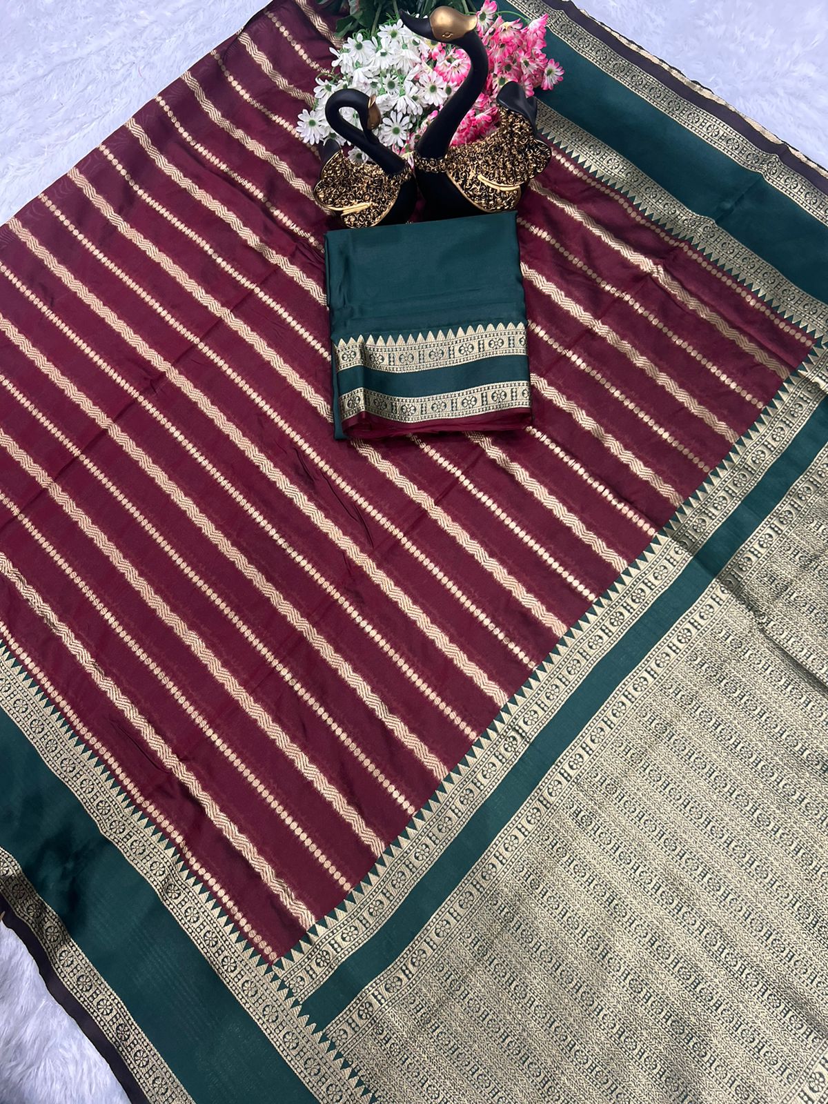 Traditional Silk Saree with Rich Gold Woven Border