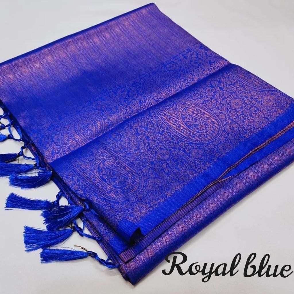 Royal Purple Soft Silk Saree with Antique Zari Weaving & Tassels