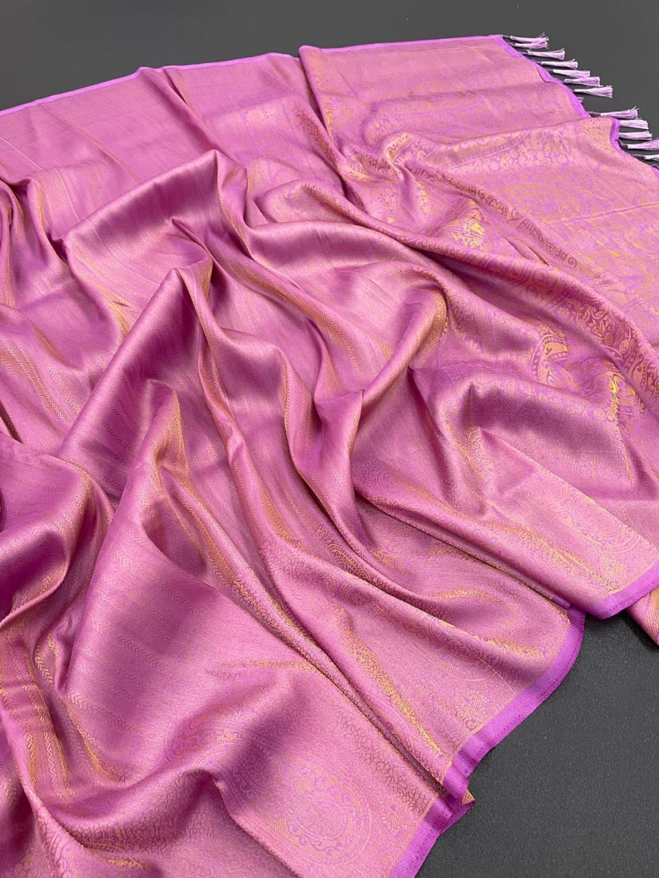 Royal Purple Soft Silk Saree with Antique Zari Weaving & Tassels