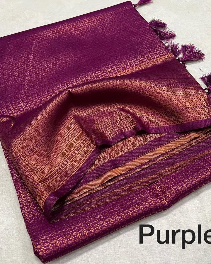 Elegant Wine Purple Soft Silk Saree with Subtle Golden Weaving
