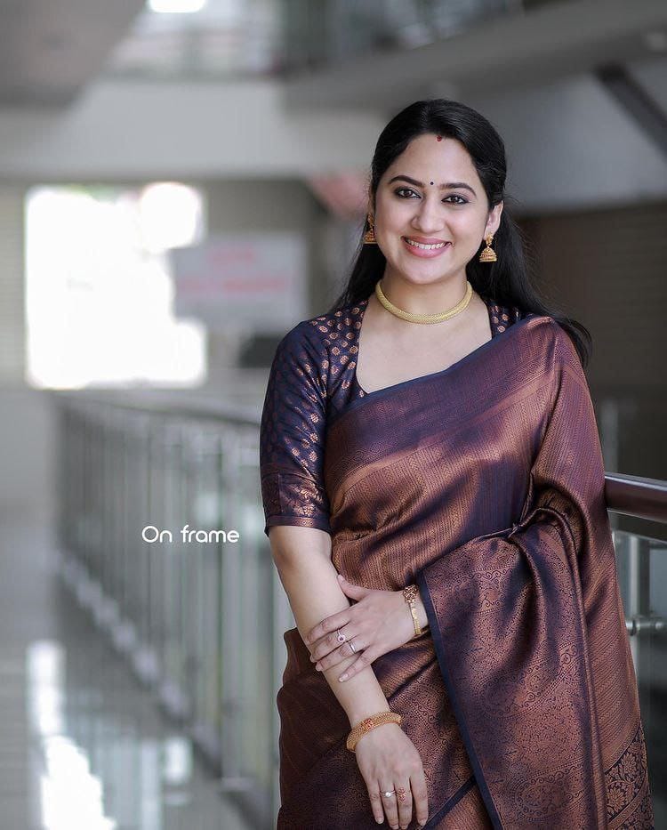 Elegant Copper Brown Silk Saree with Rich Woven Border & Designer Blouse