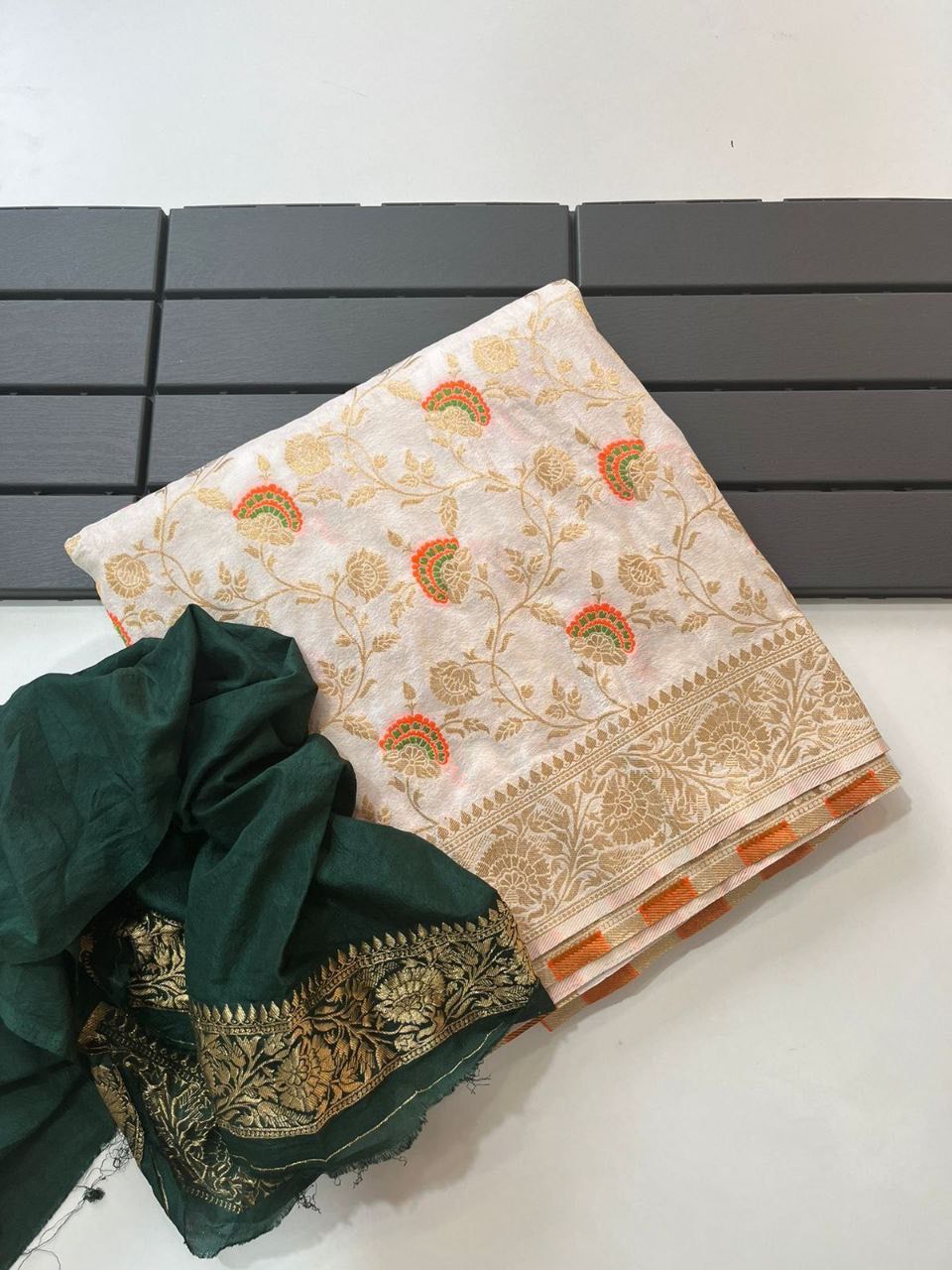 Laabh Creation Pure Soft Khadi Georgette Silk Saree with Zari & Meenakari Work – LC-59