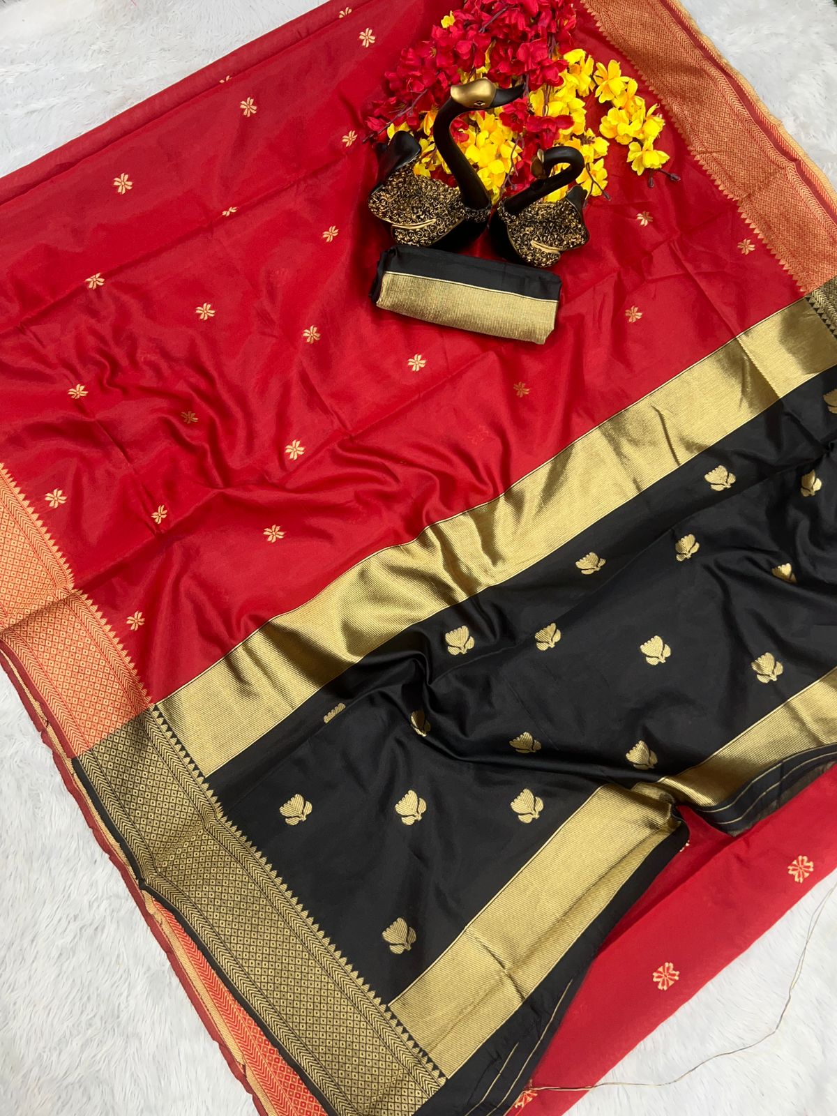 Classic Banarasi Style Lichi Silk Saree with Contrast Border