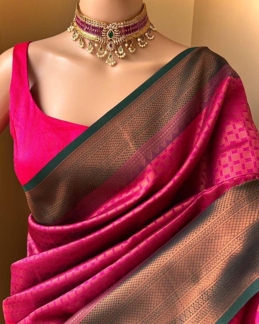 Premium Organic Banarasi Lichi Silk Wedding Saree