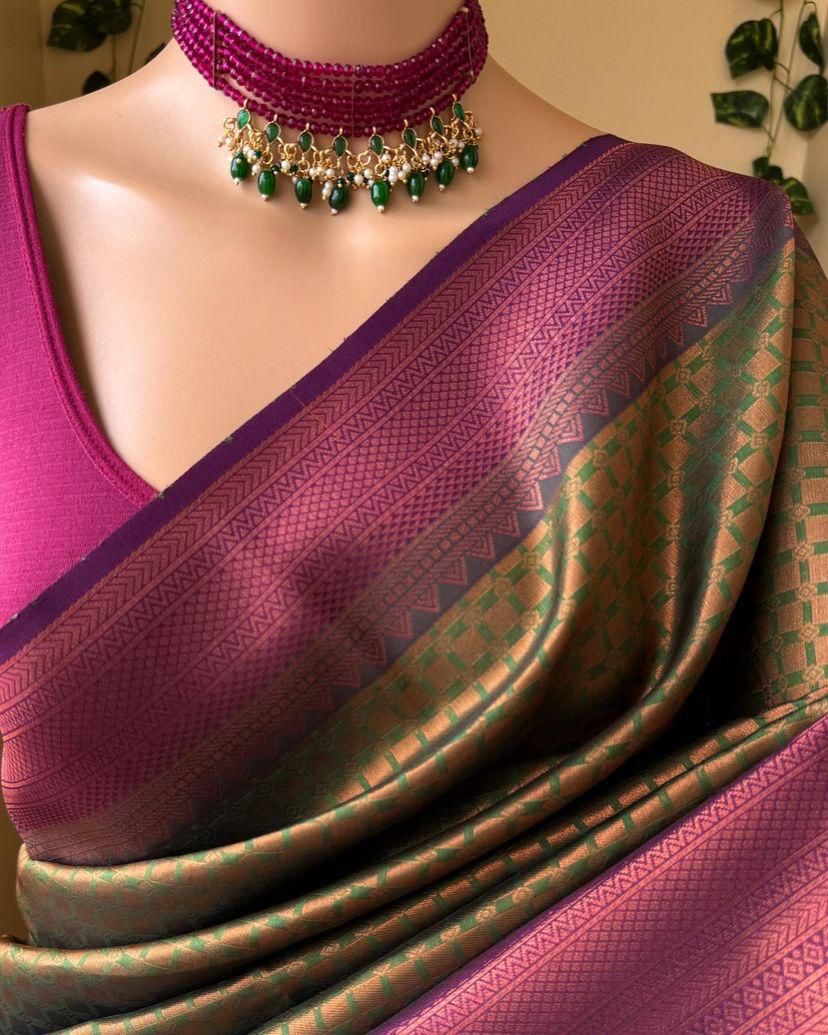 Premium Organic Banarasi Lichi Silk Wedding Saree
