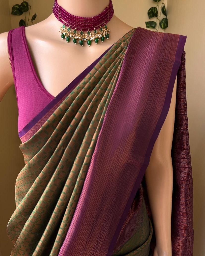 Premium Organic Banarasi Lichi Silk Wedding Saree