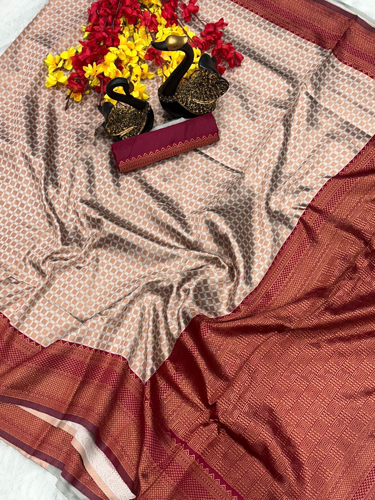 Premium Organic Banarasi Lichi Silk Wedding Saree