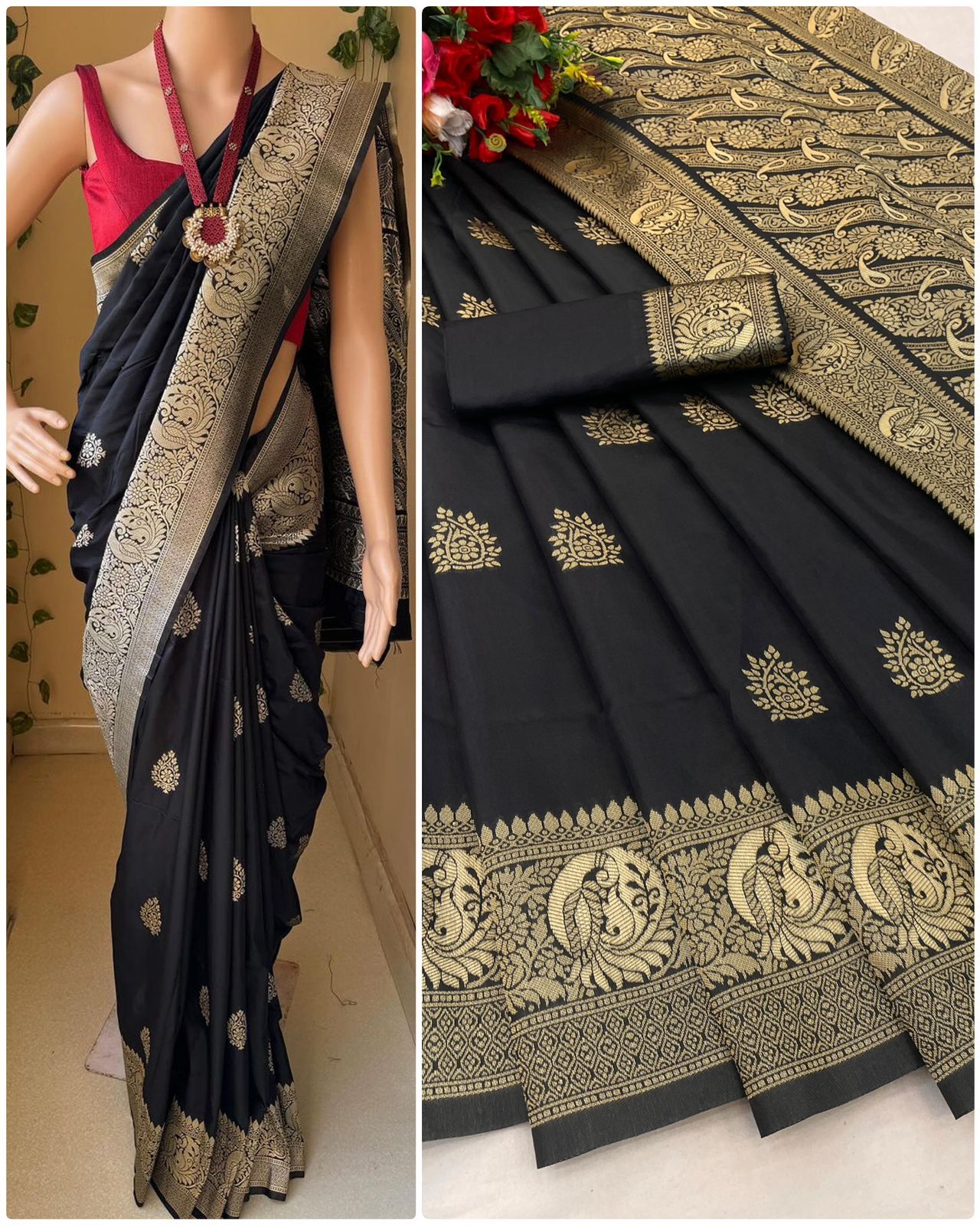Ultra Lightweight Organic Banarasi Lichi Silk Wedding Saree